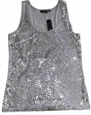 APT.9 Womens Size XL Grey Sequin Tank Top NWT